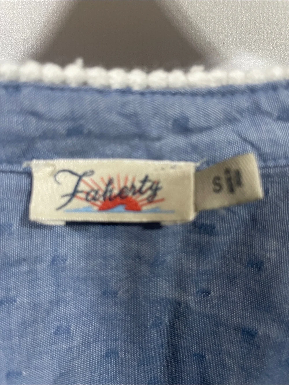 Faherty Blue Embroidered V-Neck Mini Dress - Picture 2 of 3